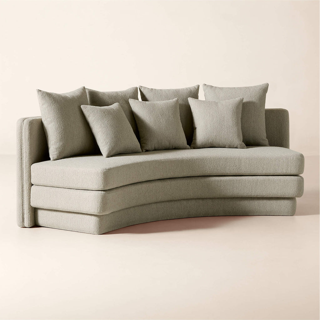 Desmond 98" Curved Grey Boucle Dining Banquette