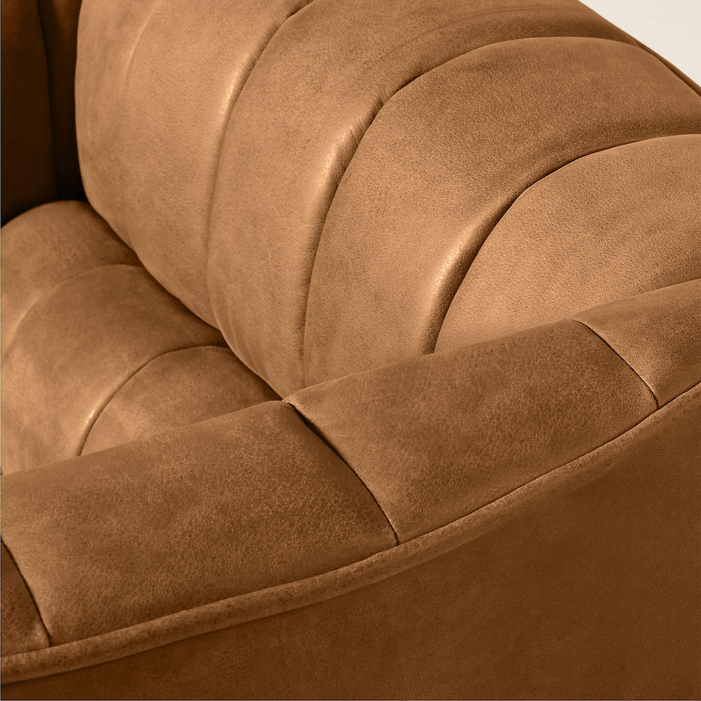 Ripple Brown Leather Swivel Chair by Steen Østergaard