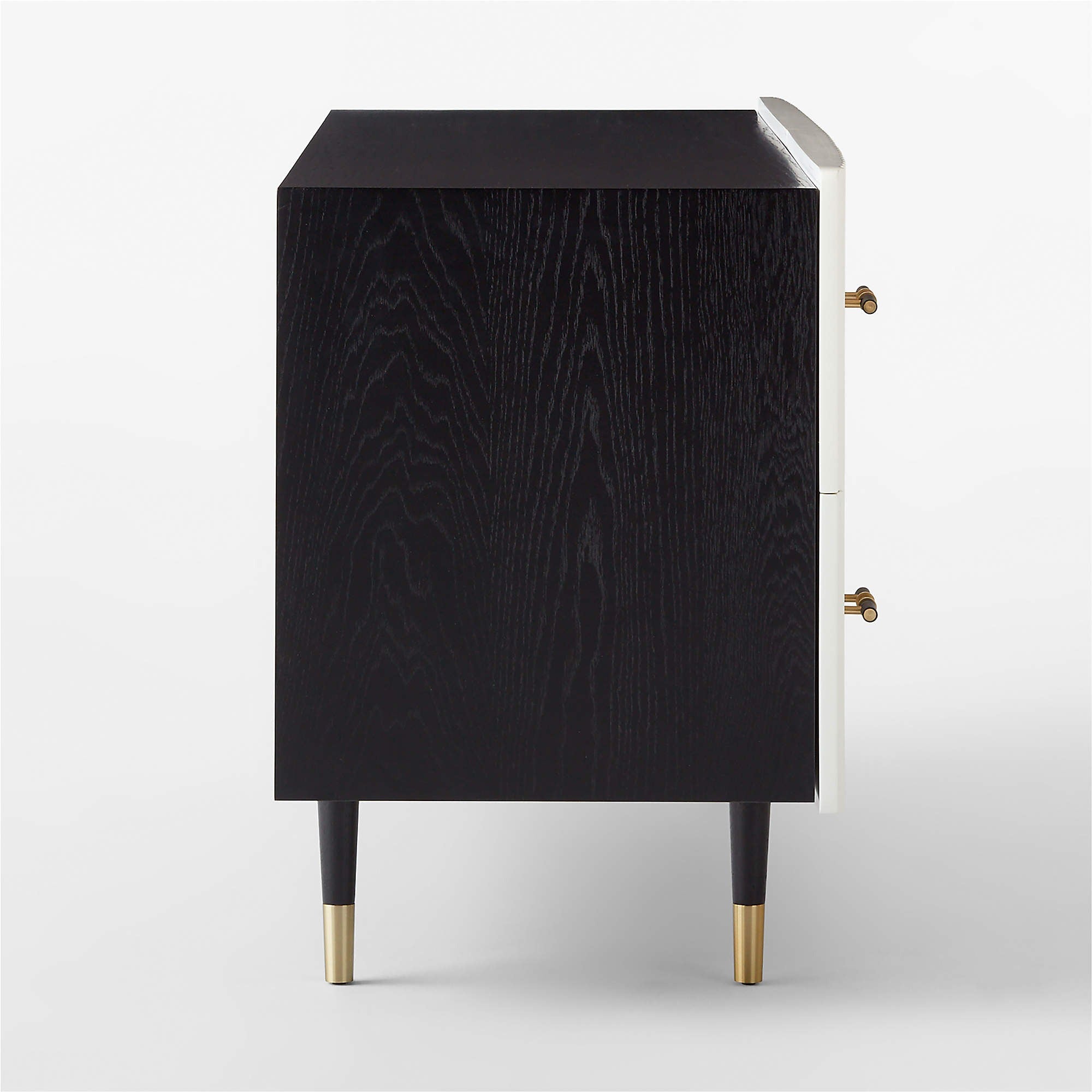 Crimped 59" White Lacquered Oak 4-Drawer Dresser