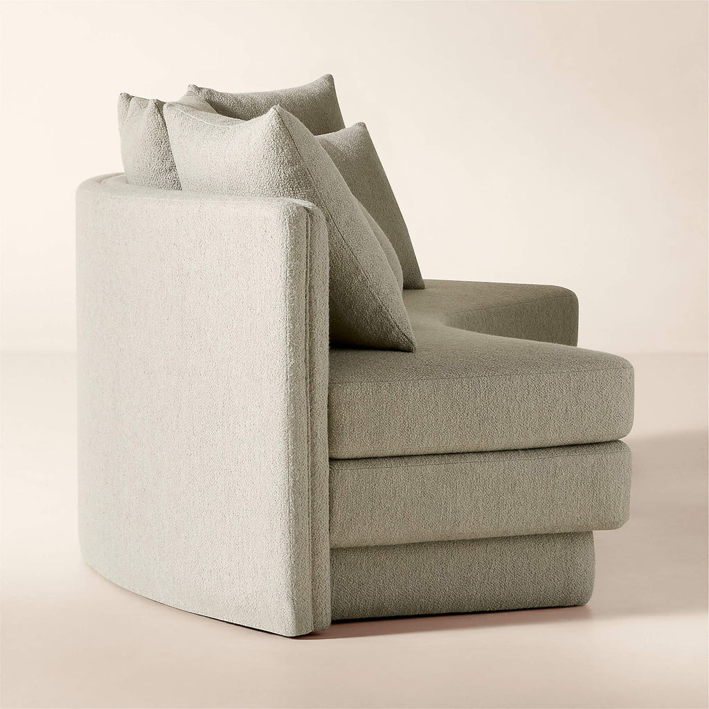 Desmond 98" Curved Grey Boucle Dining Banquette