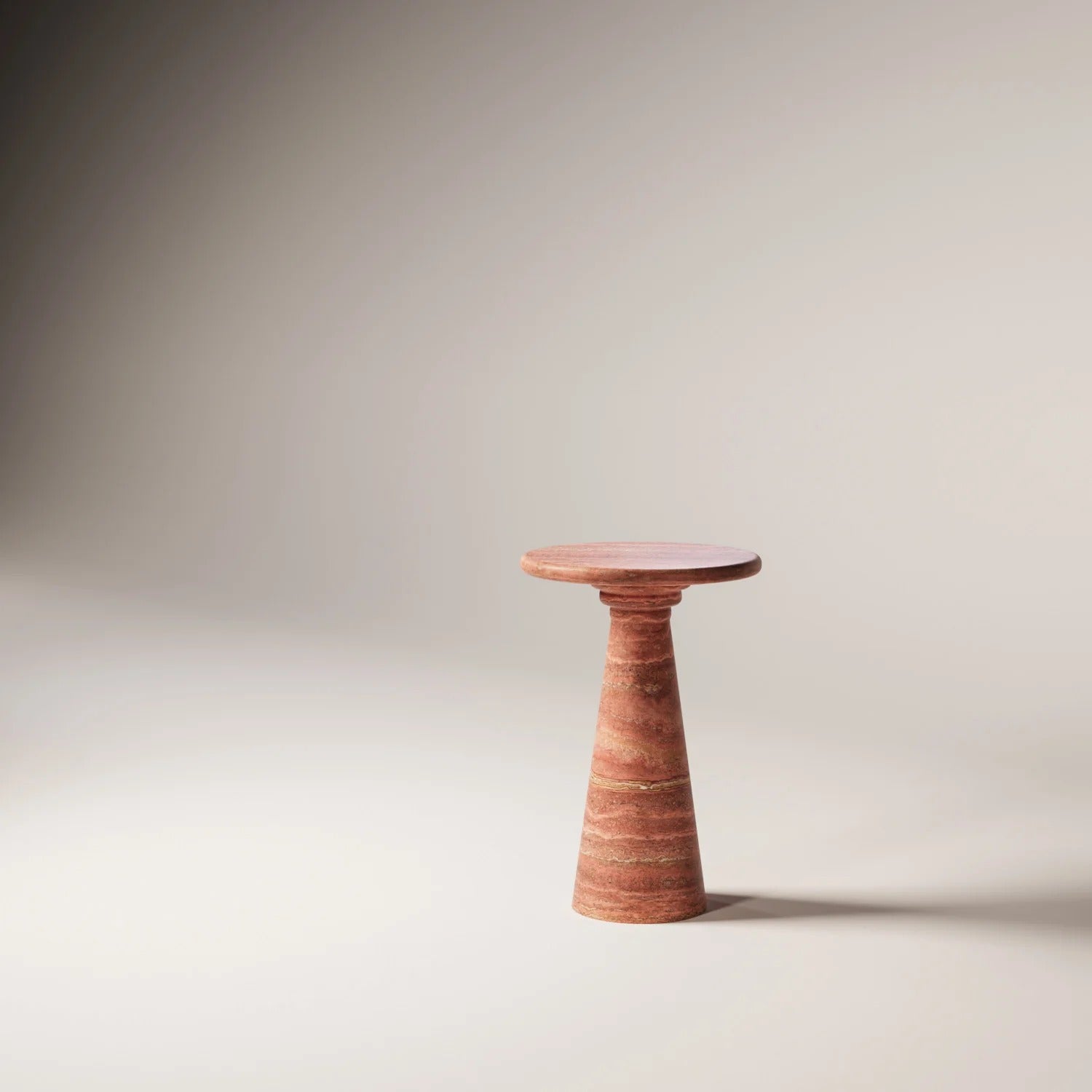 MÛKES S Red travertine Side Table - Modern Travertine Furniture