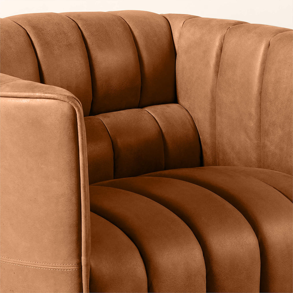 Ripple Brown Leather Swivel Chair by Steen Østergaard