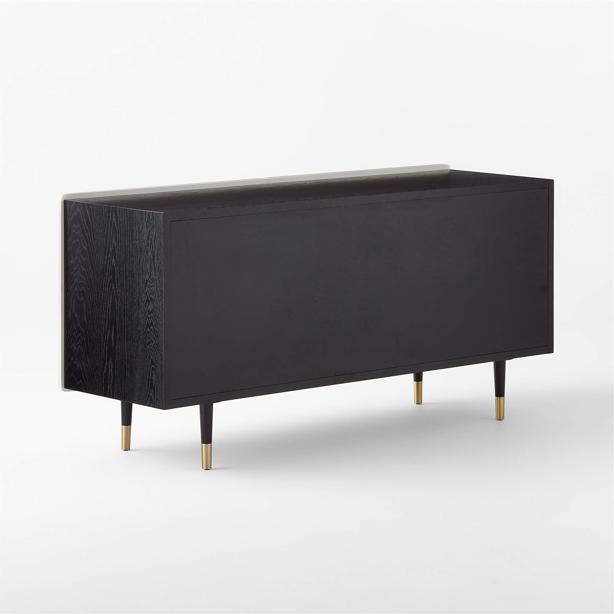 Crimped 59" White Lacquered Oak 4-Drawer Dresser