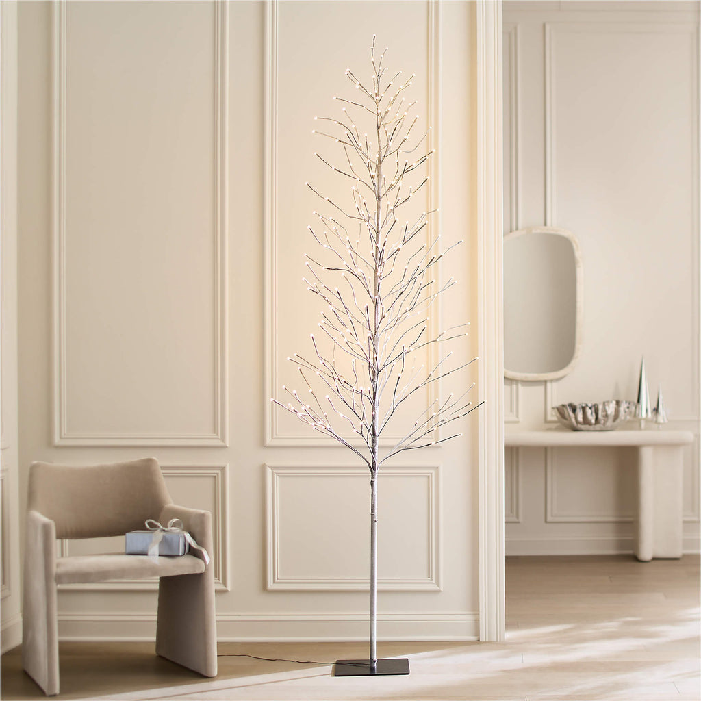 Faux Birch Pre-Lit LED Tree 8'