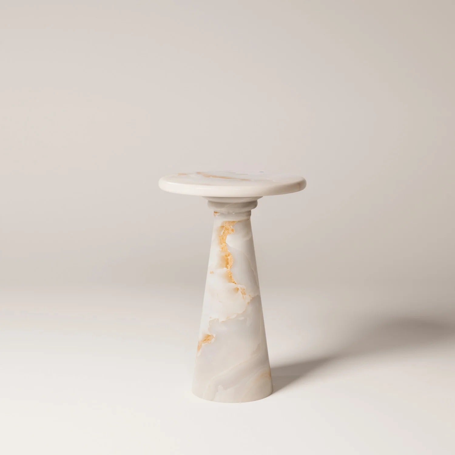 MÛKES S White Onyx Side Table - Modern Travertine Furniture