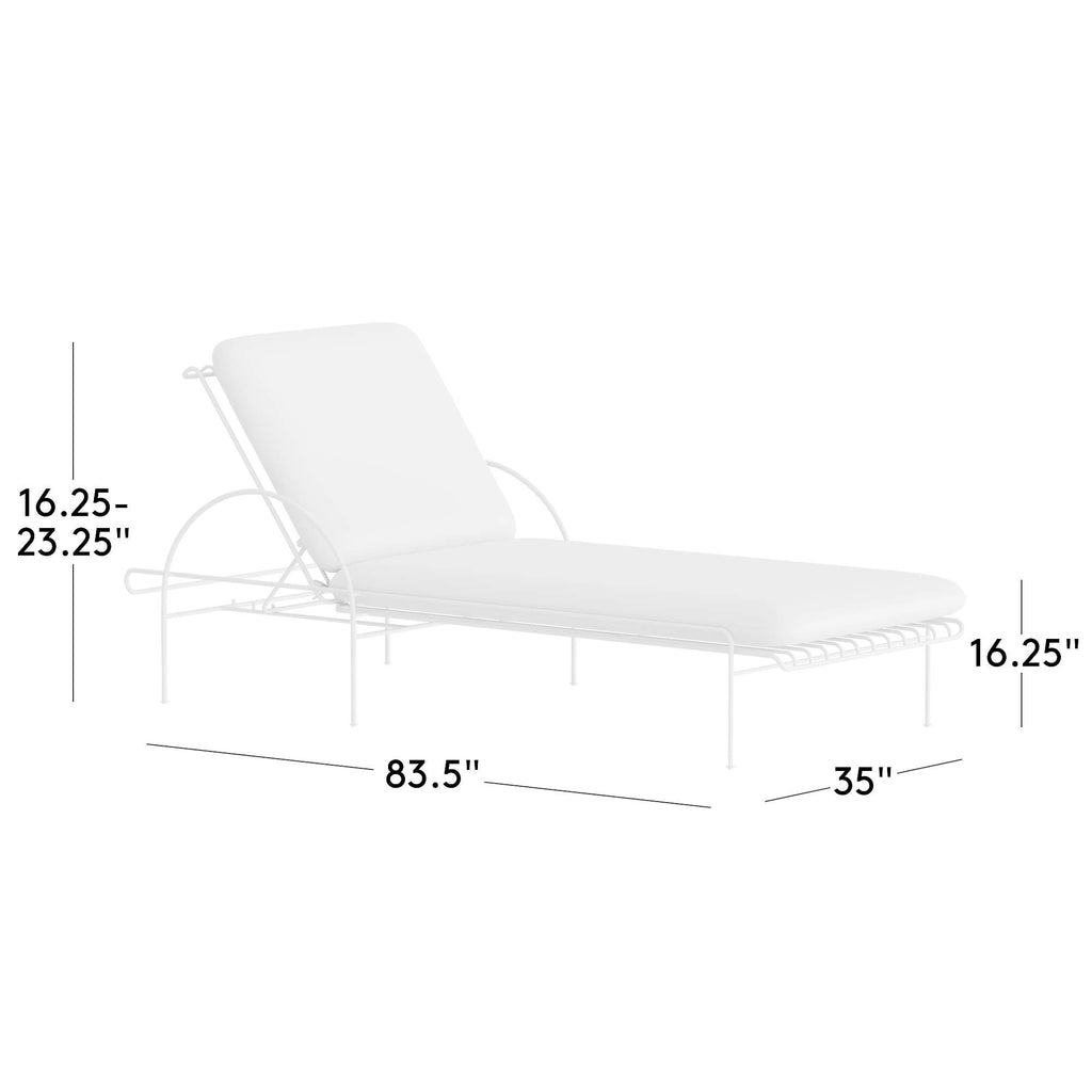 Costa Black Metal Outdoor Sun Lounger with Black and White Striped Sunbrella® Cushions