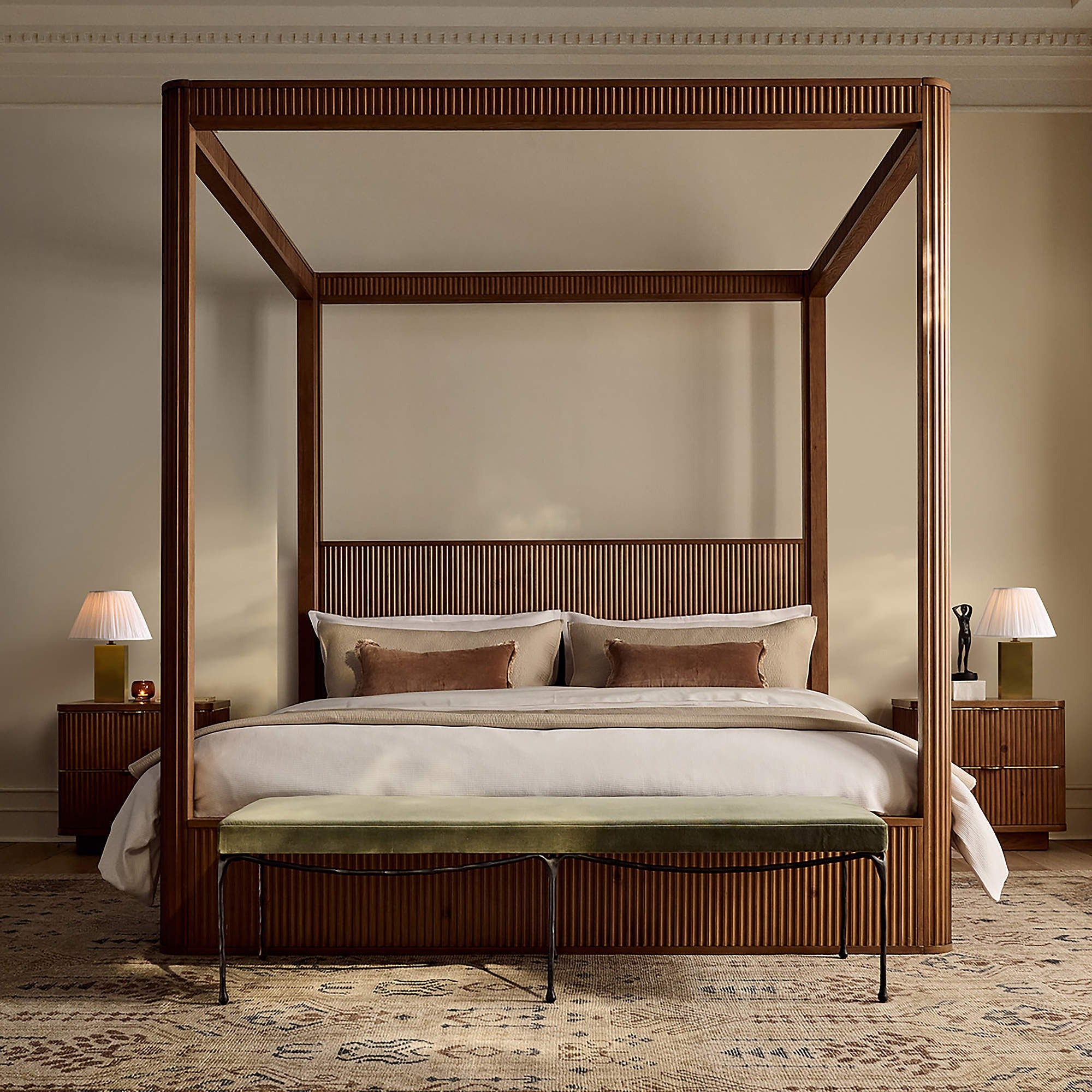 Davison Fluted Wood King Canopy Bed