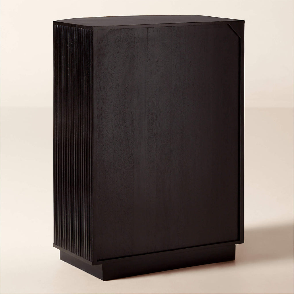 Cameo 33" Fluted Black Wood 4-Drawer Tall Dresser