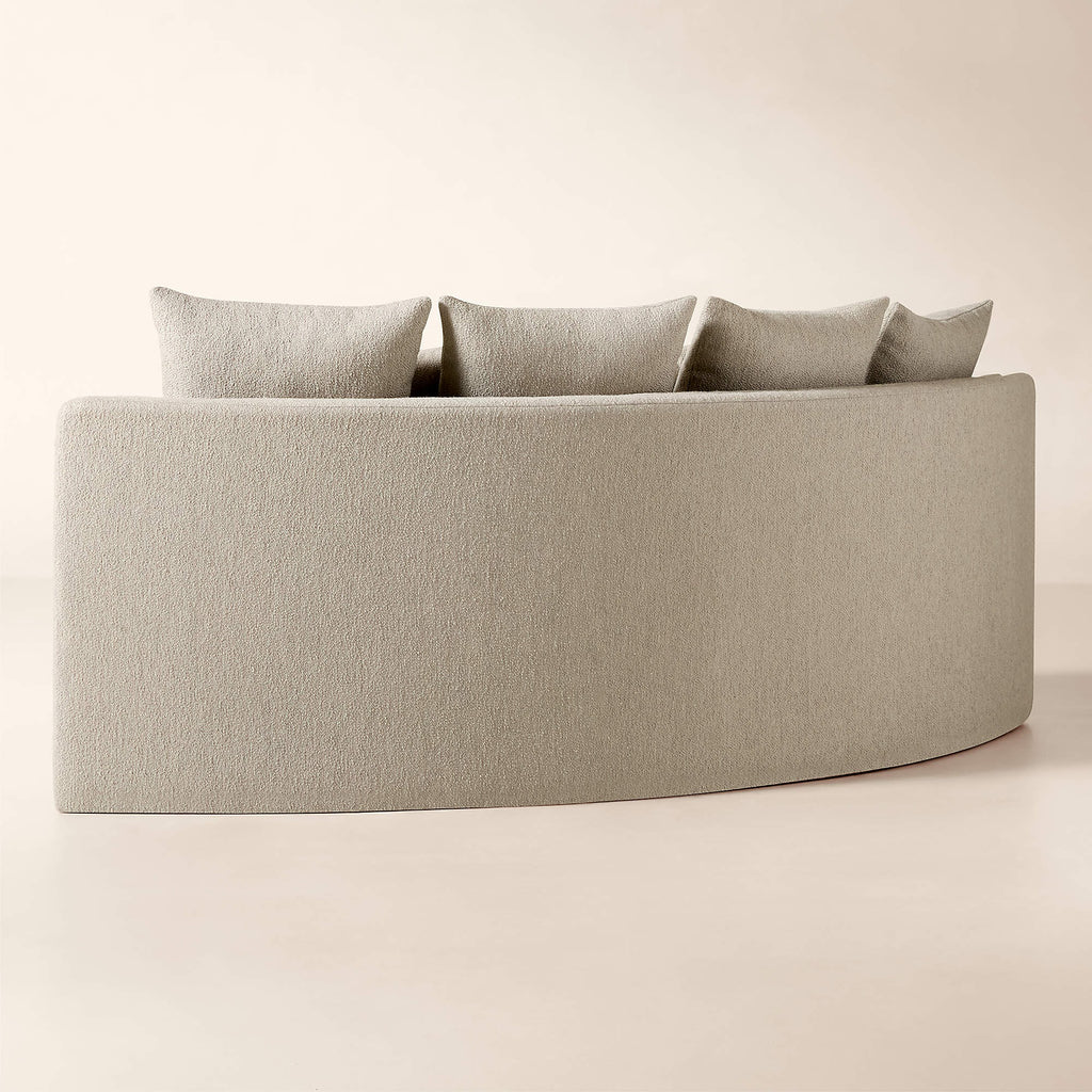 Desmond 98" Curved Grey Boucle Dining Banquette