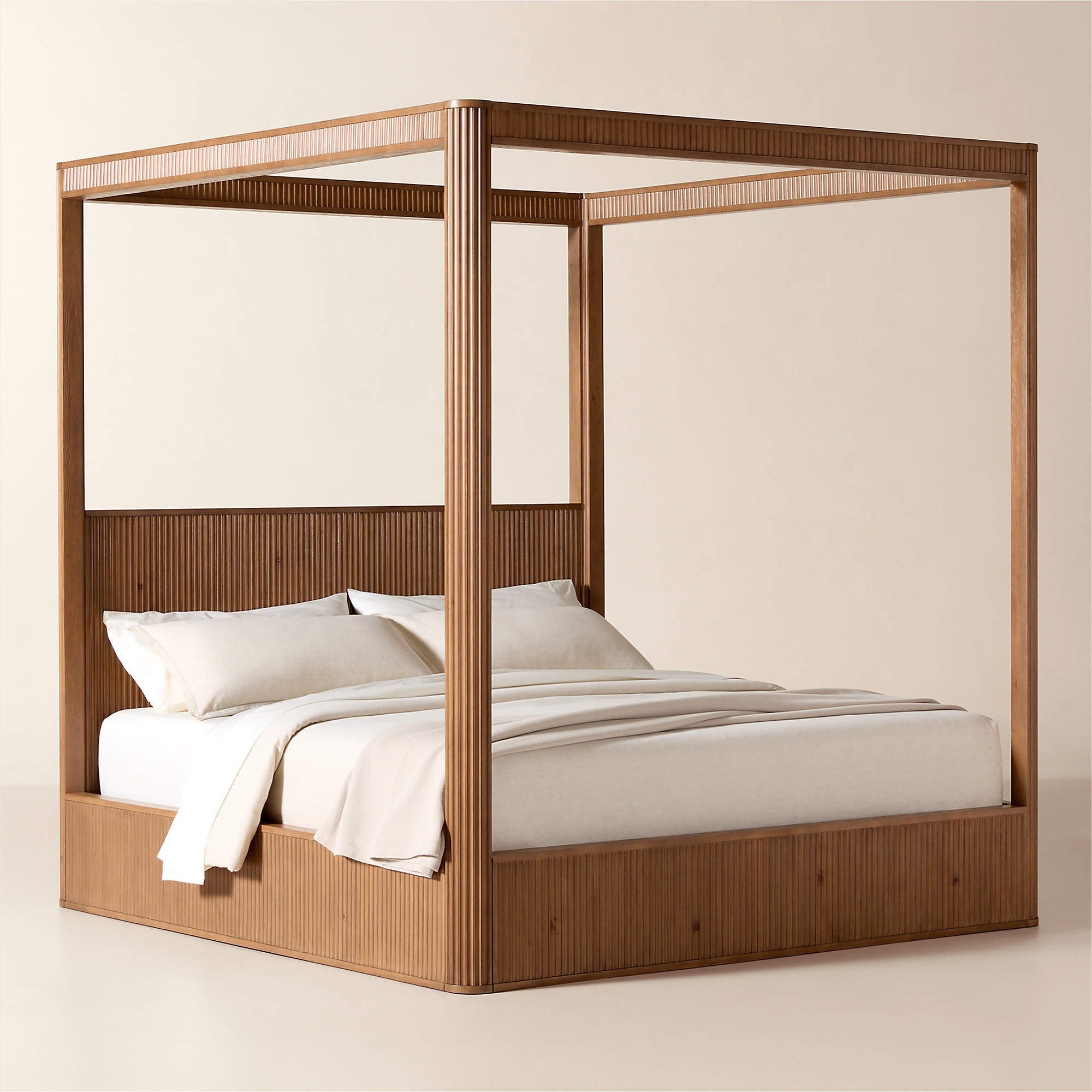 Davison Fluted Wood King Canopy Bed