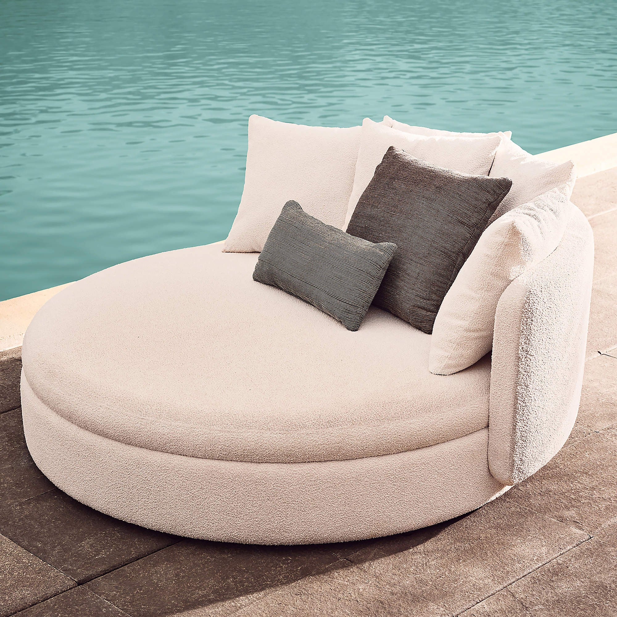 Lucie White Boucle Upholstered Outdoor Daybed