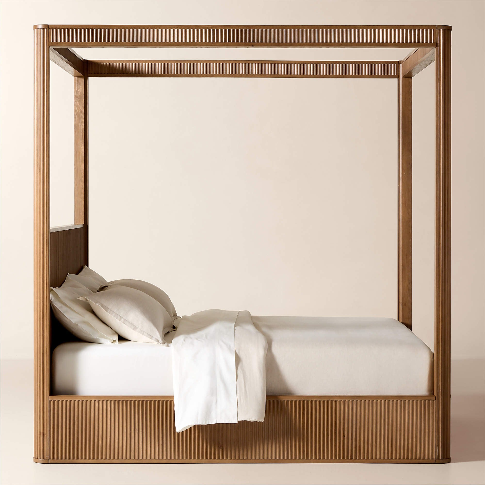 Davison Fluted Wood King Canopy Bed