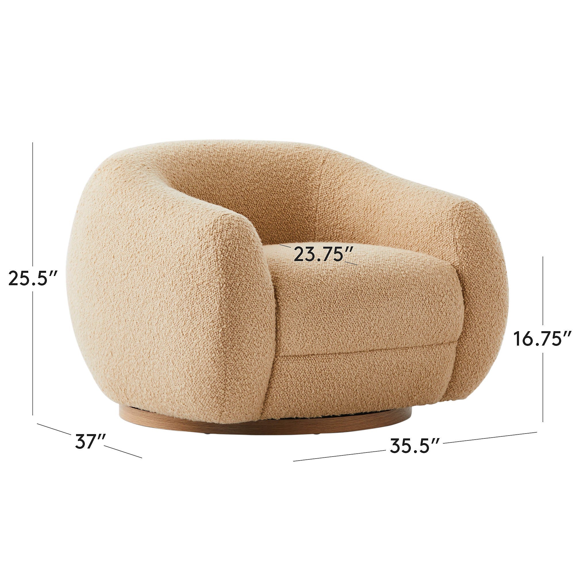 Laszlo Warm White Boucle Swivel Chair