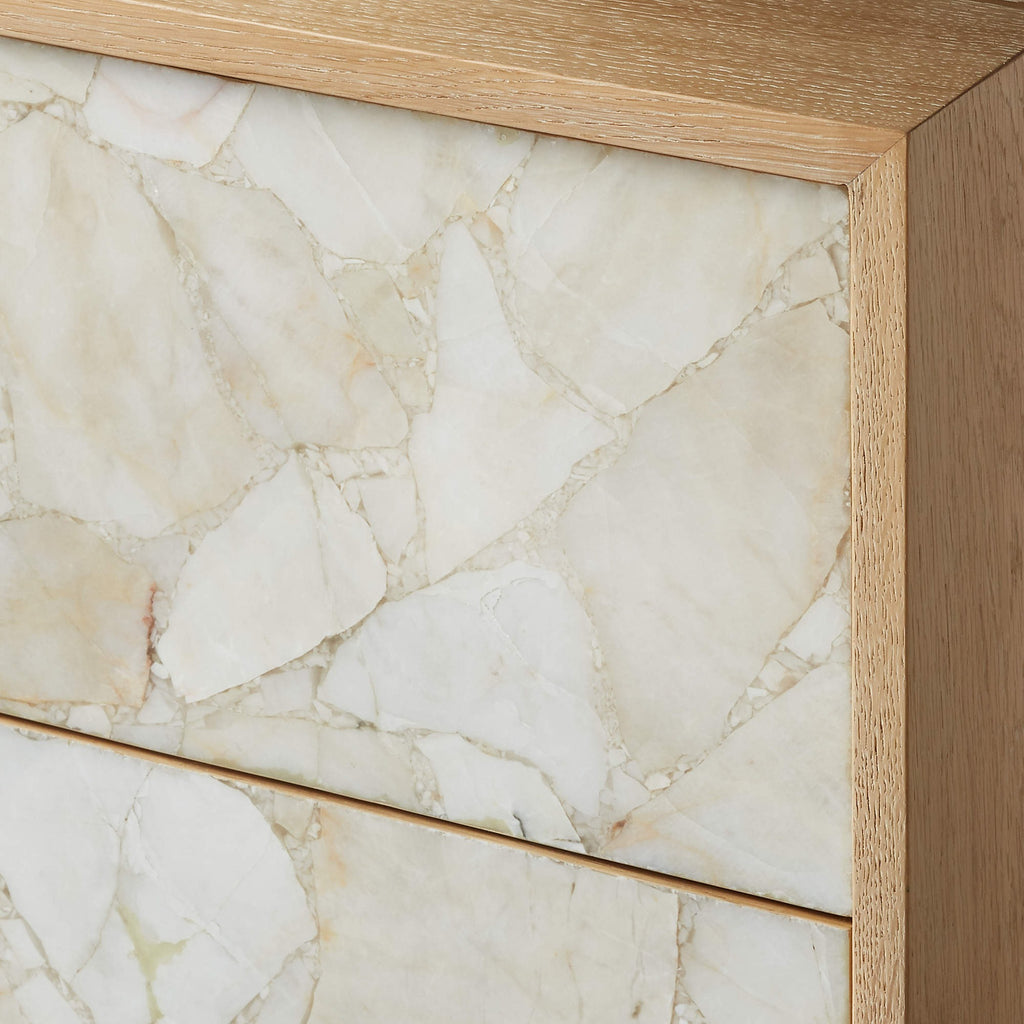 Rocca 25" Agate and White Oak Wood 2-Drawer Nightstand