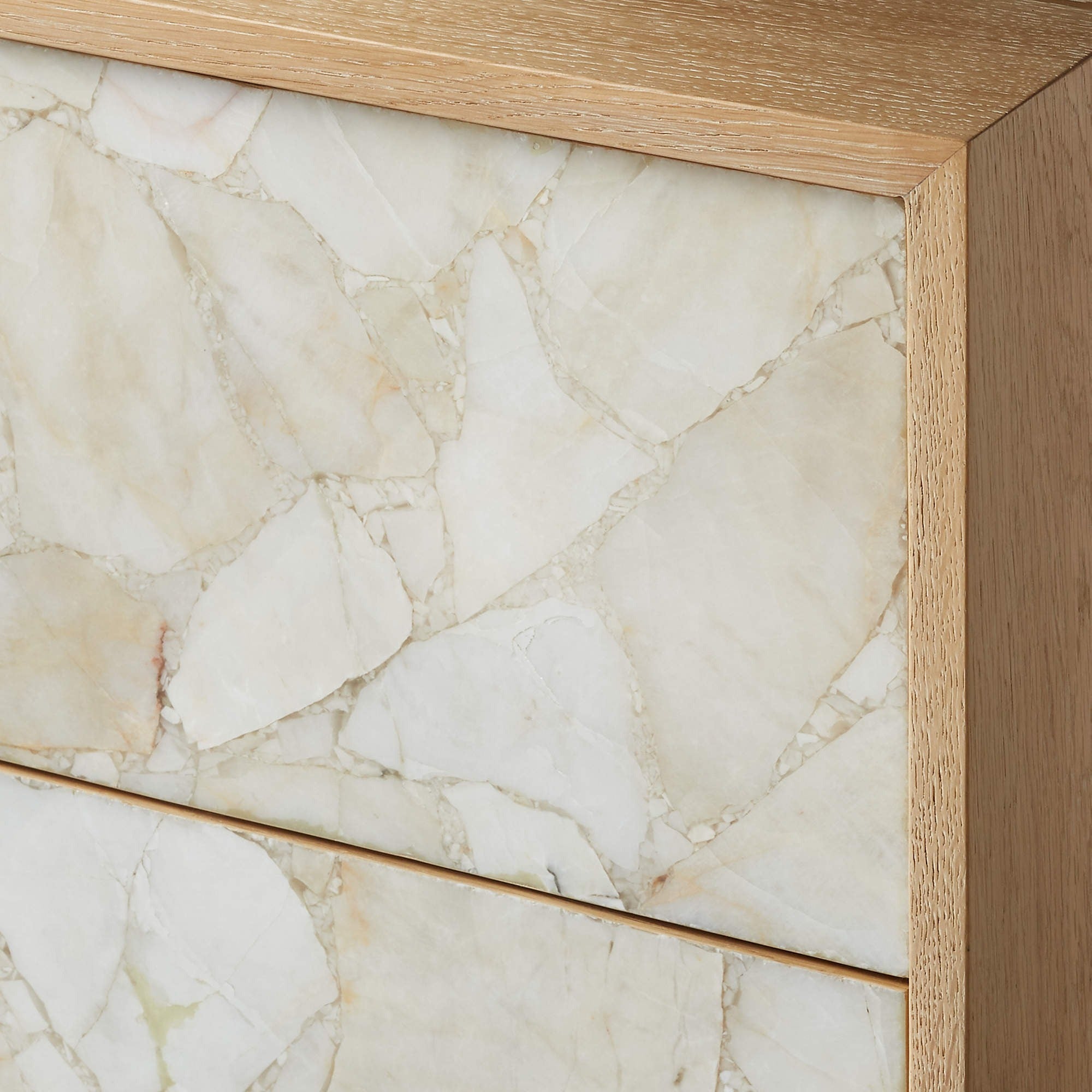 Rocca 25" Agate and White Oak Wood 2-Drawer Nightstand