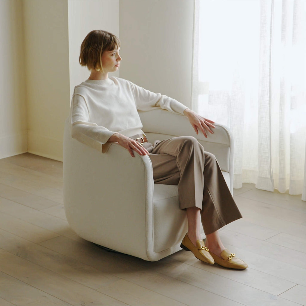 Sai White Performance Fabric Swivel Chair