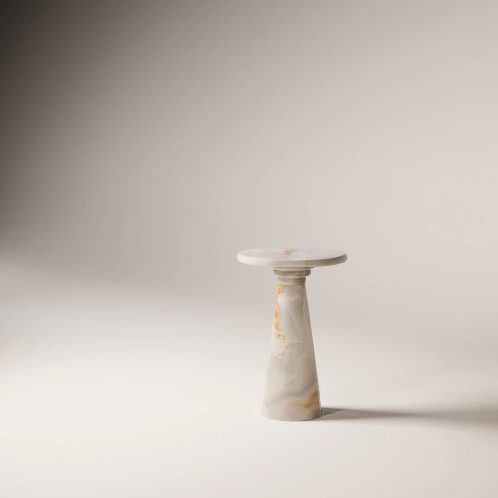 MÛKES S White Onyx Side Table - Modern Travertine Furniture