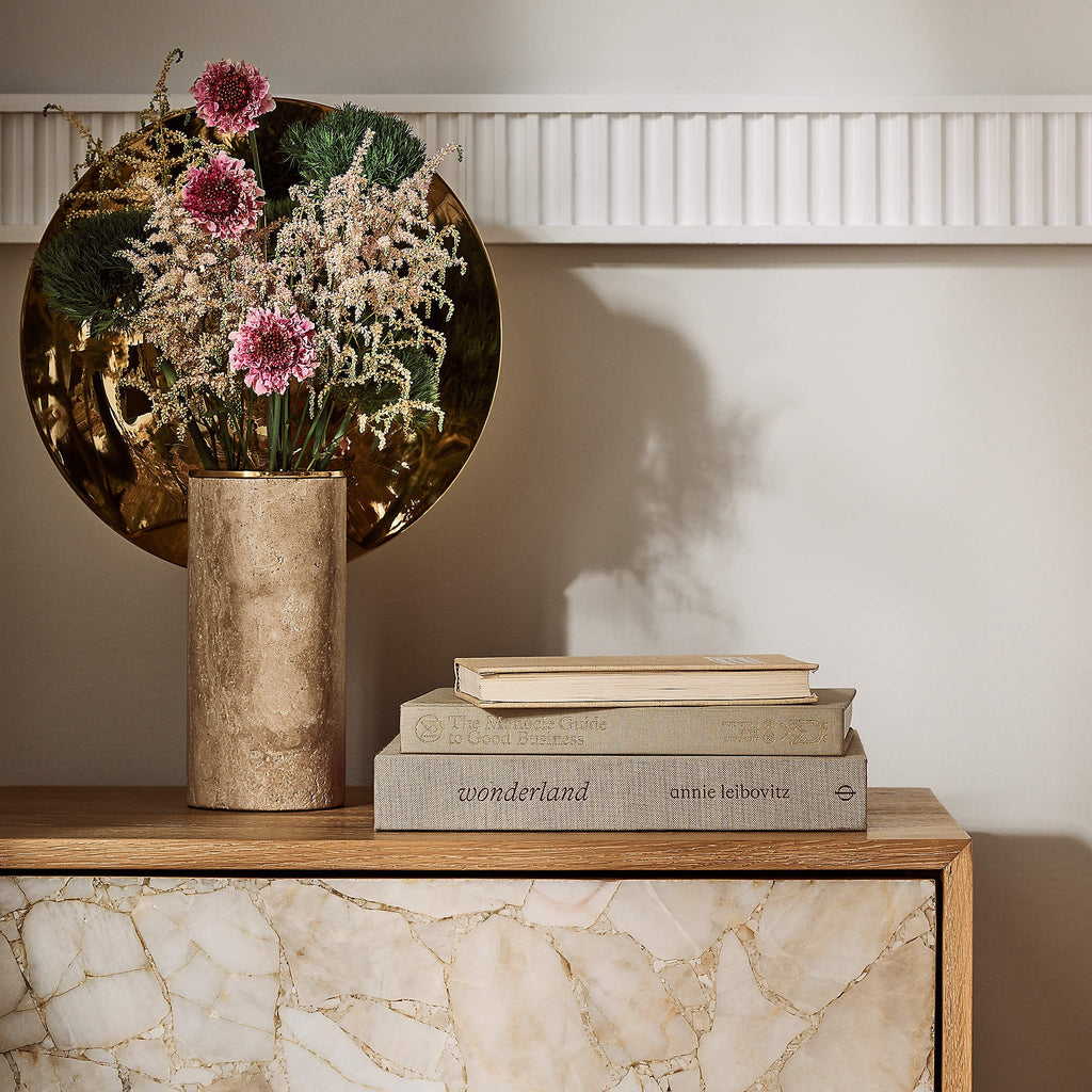 Rocca 25" Agate and White Oak Wood 2-Drawer Nightstand