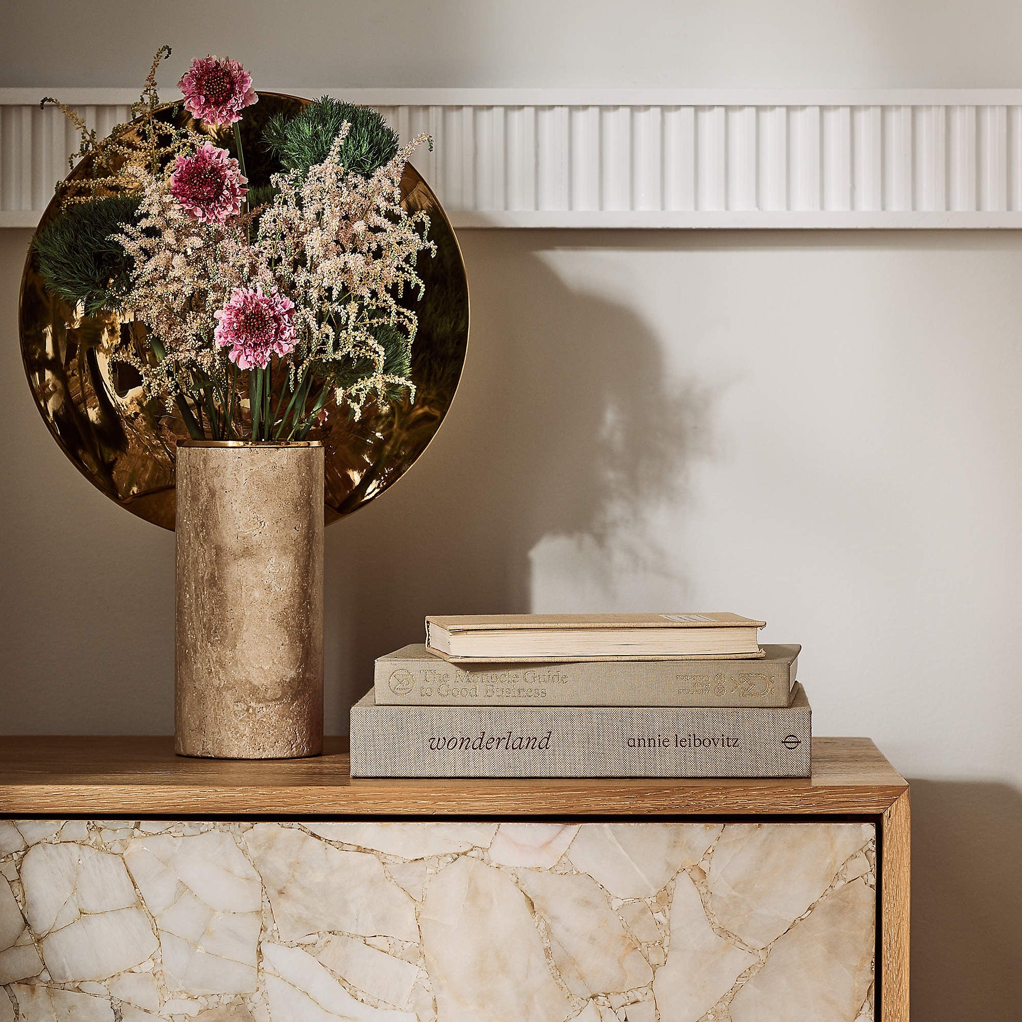 Rocca 25" Agate and White Oak Wood 2-Drawer Nightstand