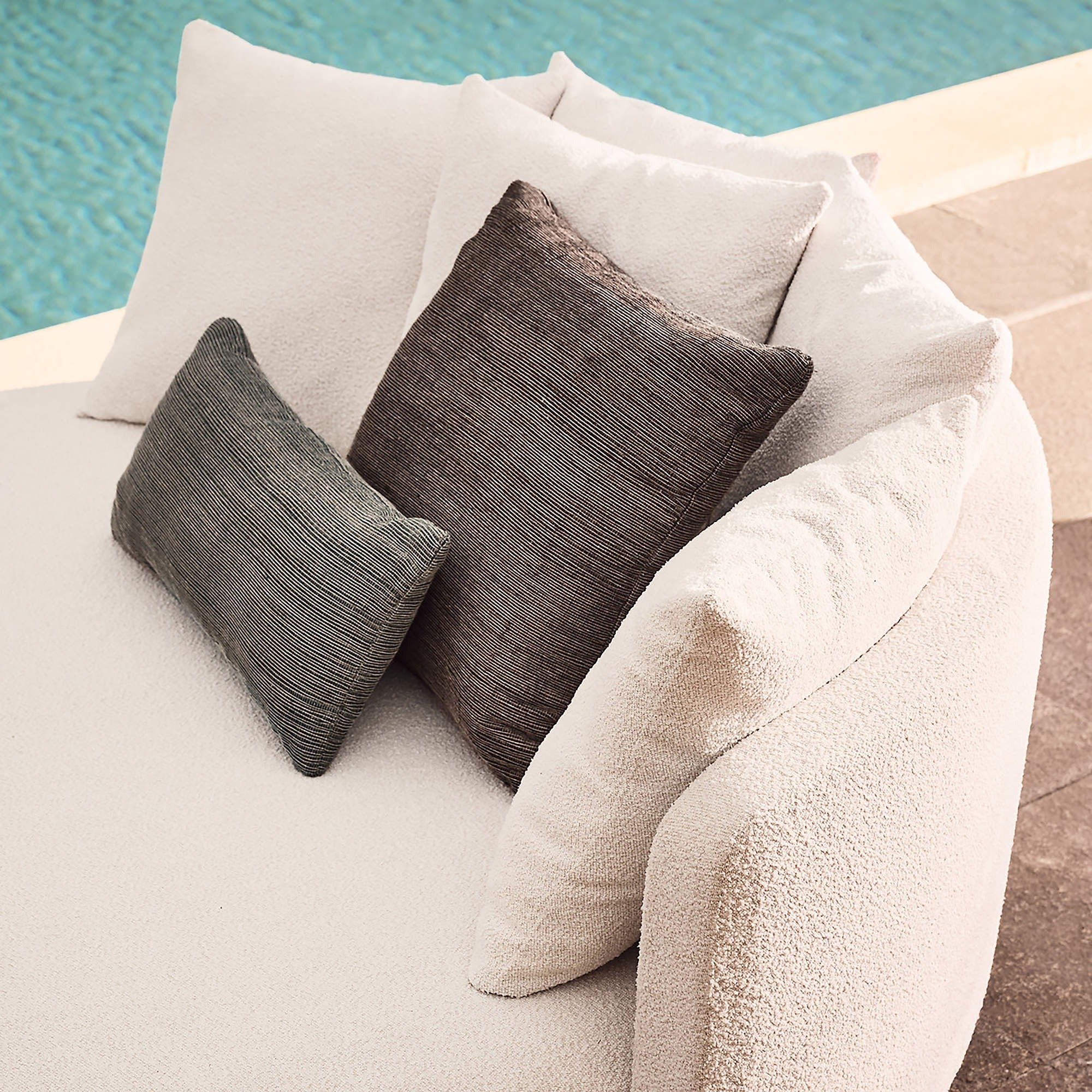 Lucie White Boucle Upholstered Outdoor Daybed