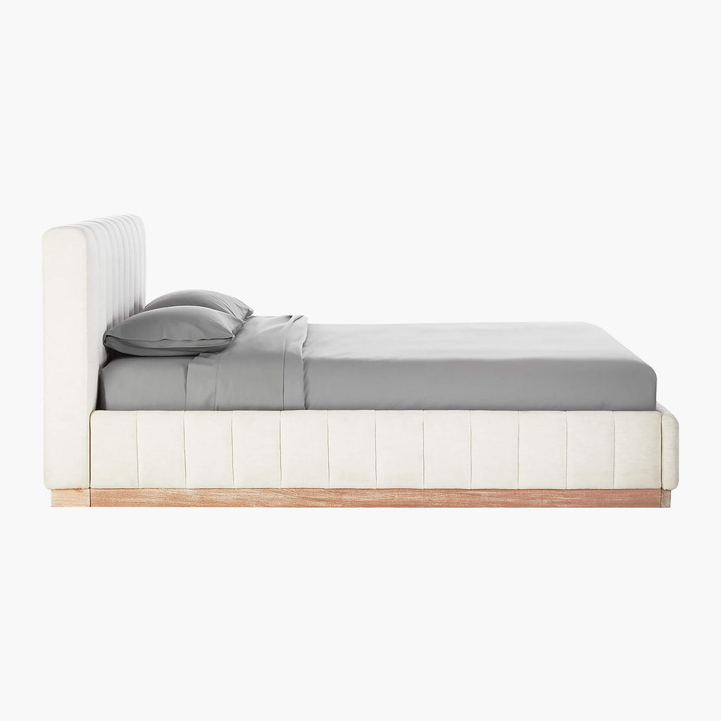 Forte Channeled White Performance Fabric King Bed