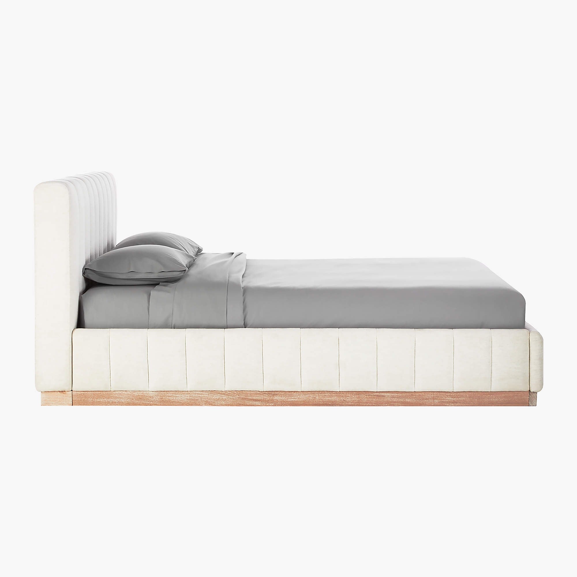 Forte Channeled White Performance Fabric King Bed