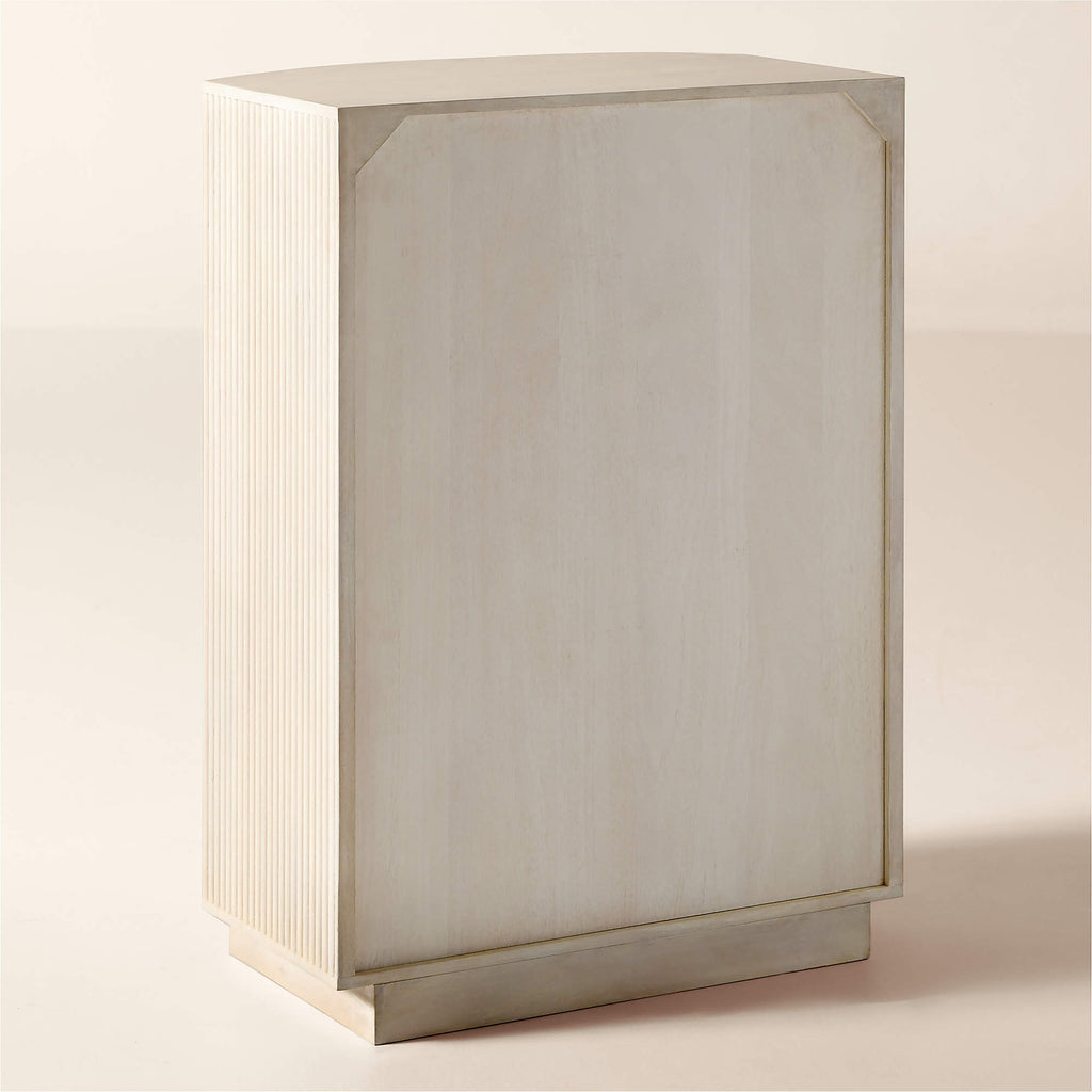 Cameo 33" Fluted Whitewash Wood 4-Drawer Tall Dresser