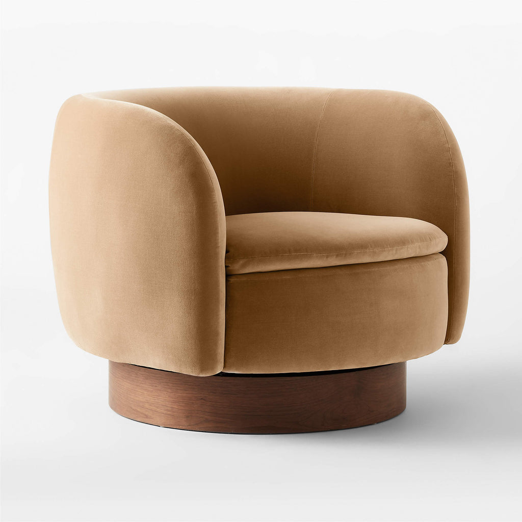 Muir Camel Velvet Swivel Chair