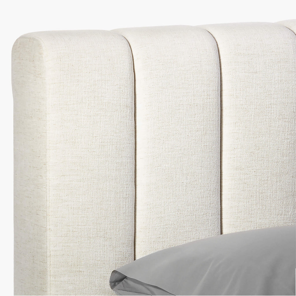 Forte Channeled White Performance Fabric King Bed