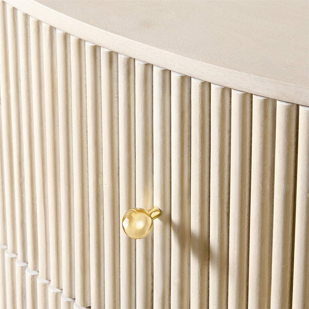 Cameo 33" Fluted Whitewash Wood 4-Drawer Tall Dresser