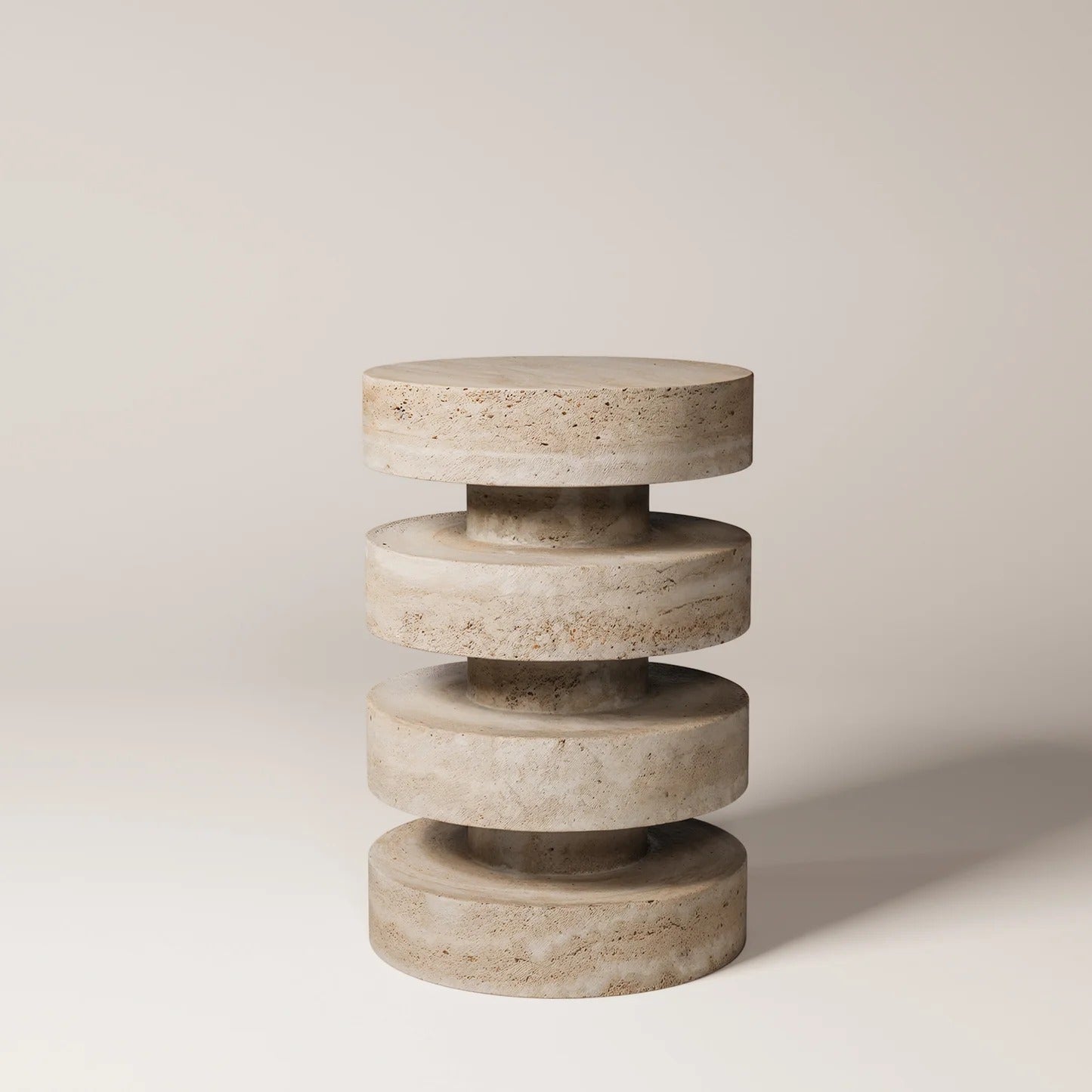 NOË 45 Travertine Vein Cut Side Table - Modern Travertine Furniture