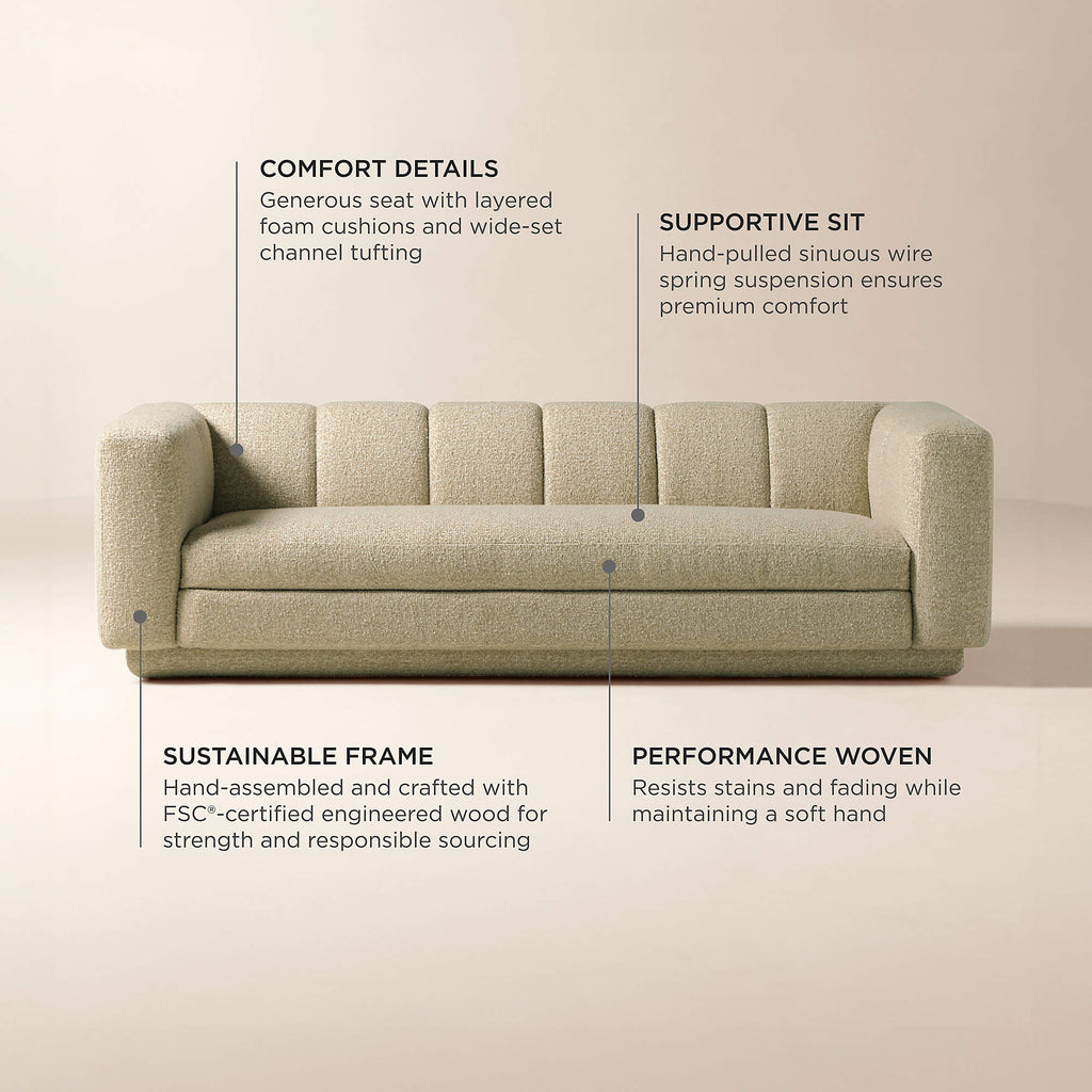 Yarrow 97.5" Camel Woven Fabric Sofa