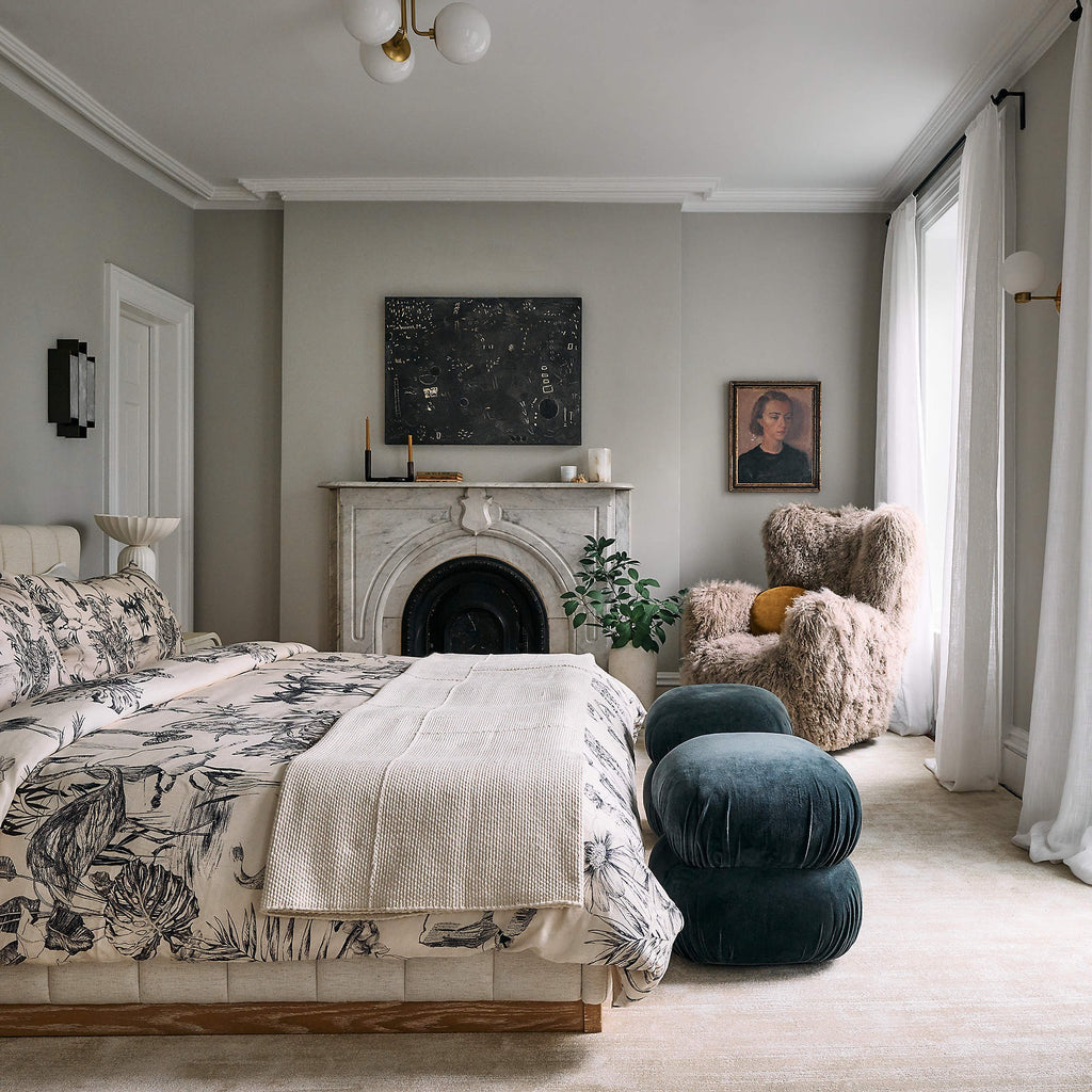 Forte Channeled White Performance Fabric King Bed