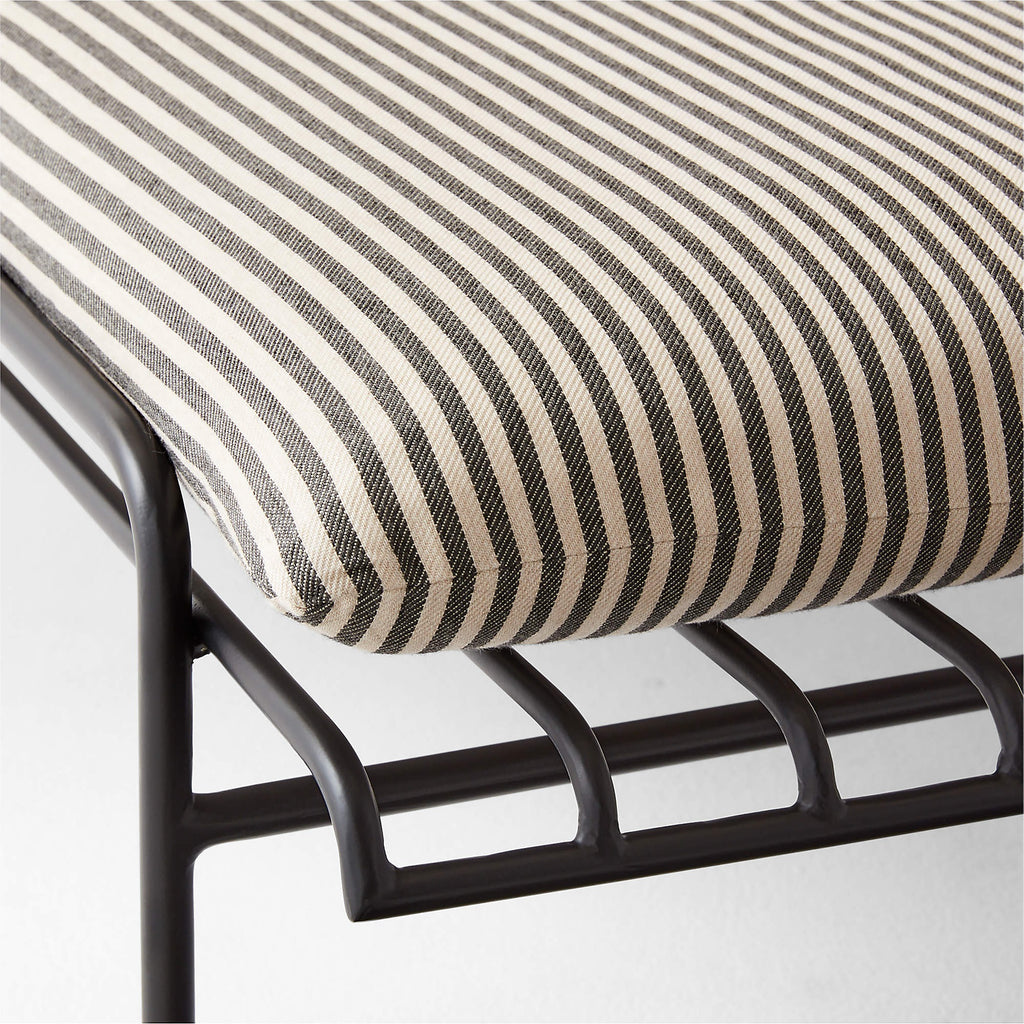 Costa Black Metal Outdoor Sun Lounger with Black and White Striped Sunbrella® Cushions