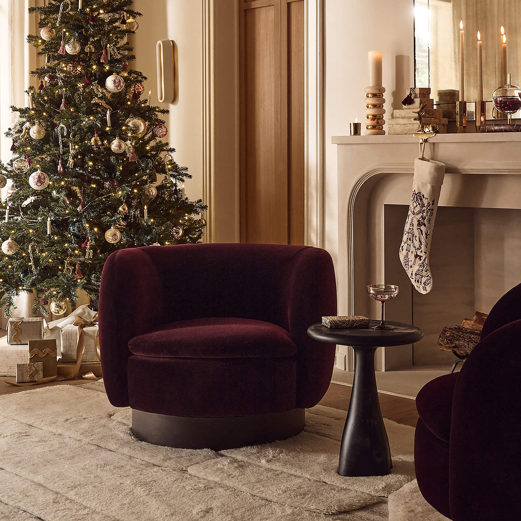 Muir Oxblood Velvet Swivel Chair