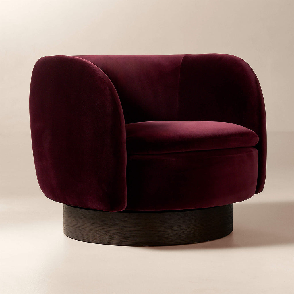 Muir Oxblood Velvet Swivel Chair