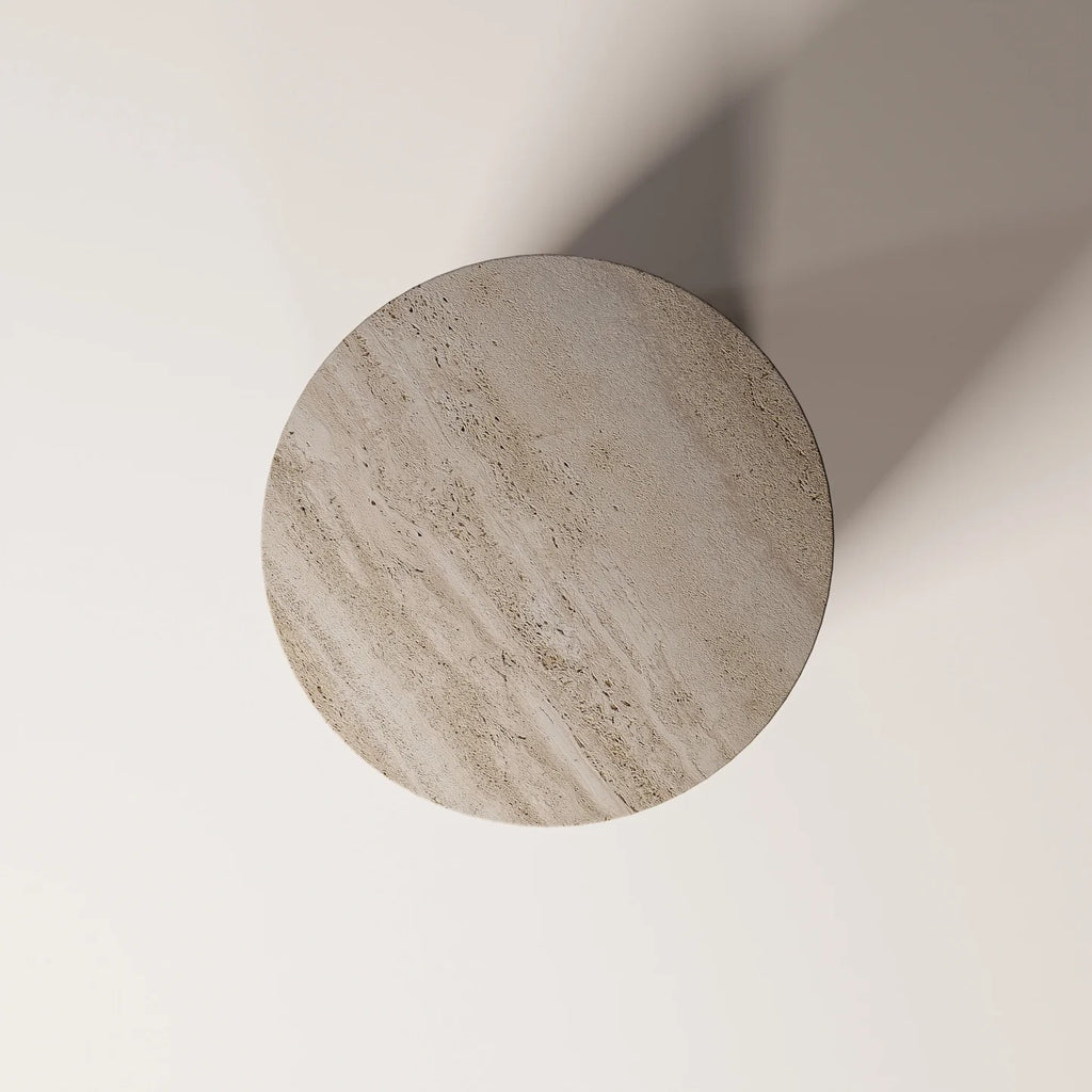 NOË 45 Travertine Vein Cut Side Table - Modern Travertine Furniture
