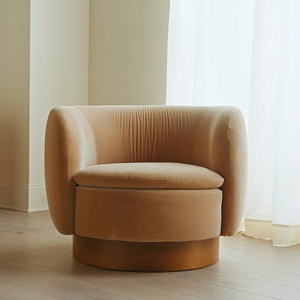 Muir Camel Velvet Swivel Chair