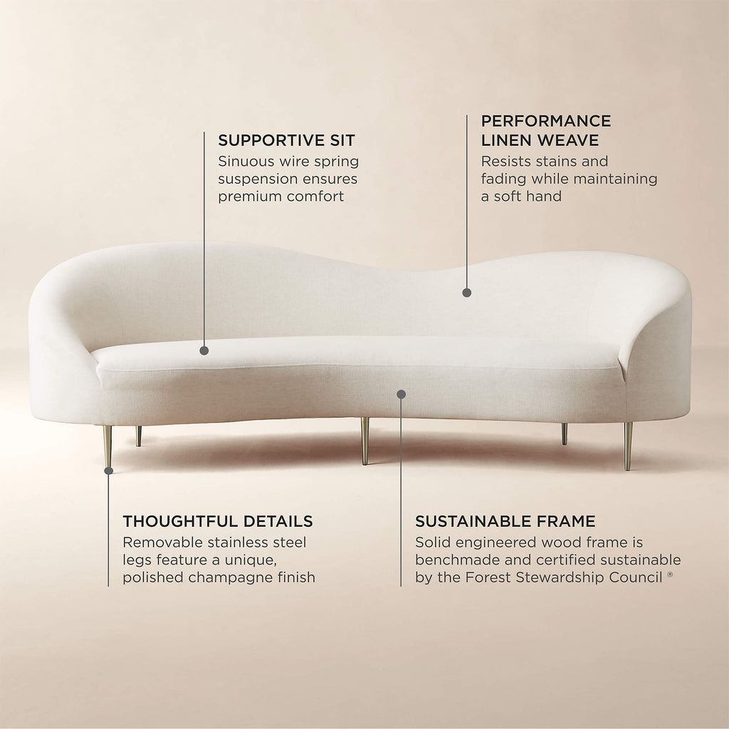Curvo 96.5" White Performance Fabric Sofa by goop