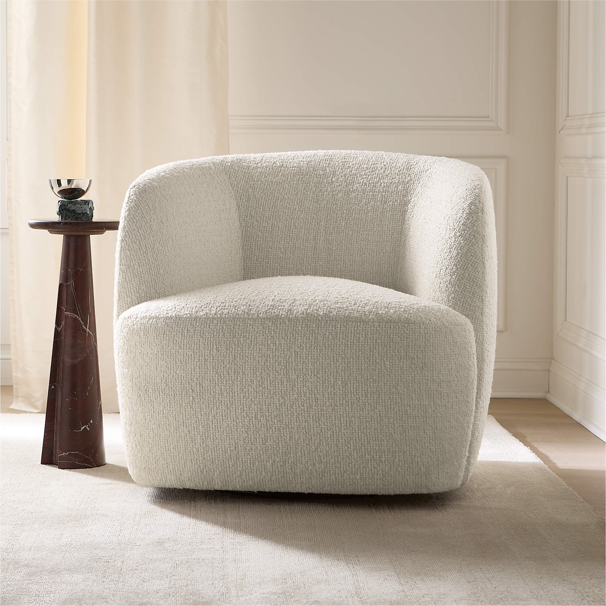 Gwyneth Ivory Boucle Swivel Chair by goop