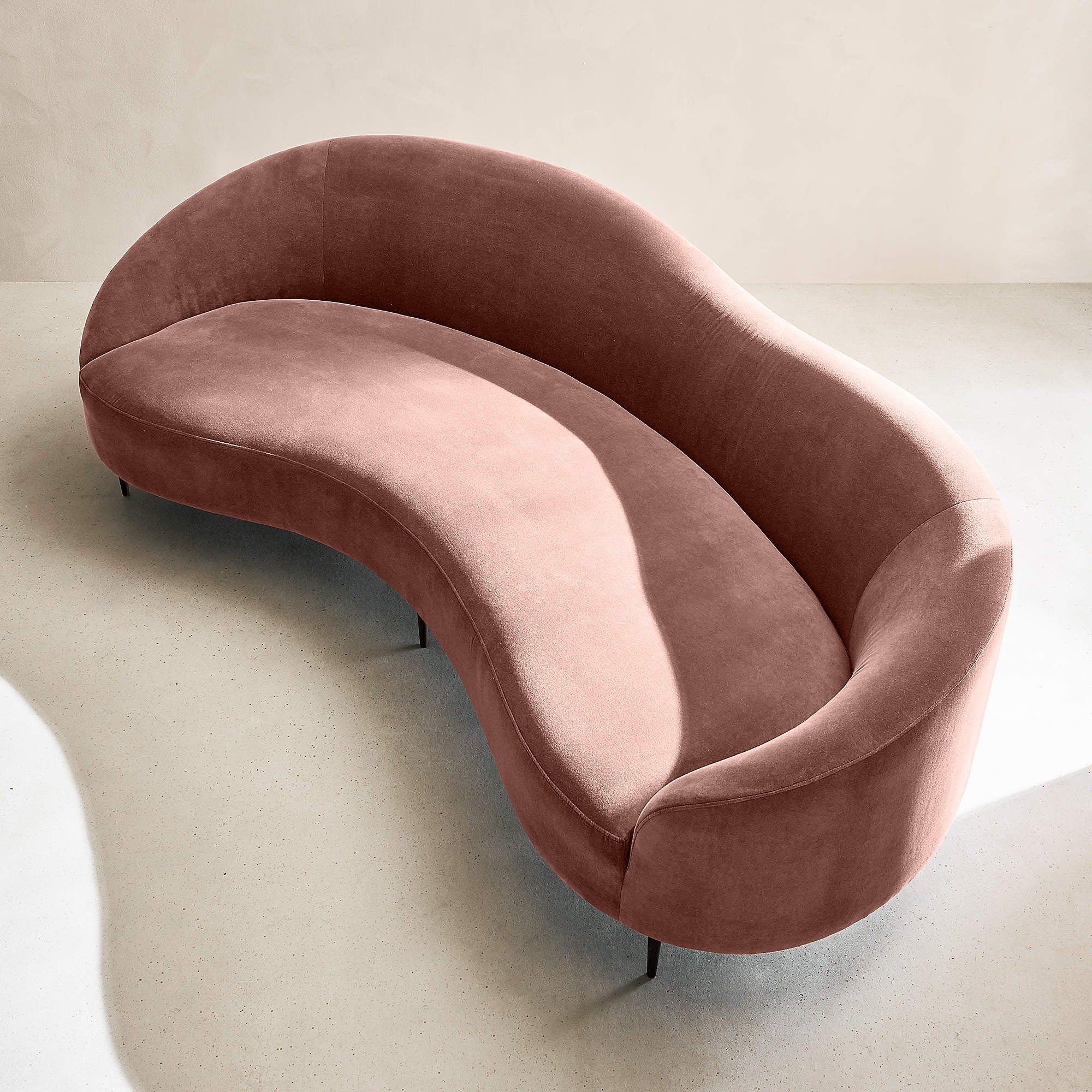 Curvo 96.5" Rose Velvet Sofa by goop