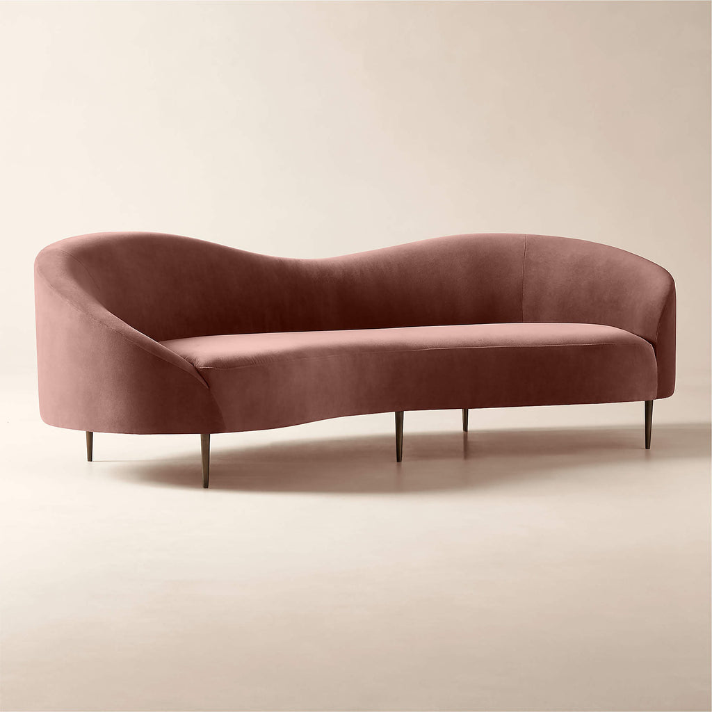 Curvo 96.5" Rose Velvet Sofa by goop