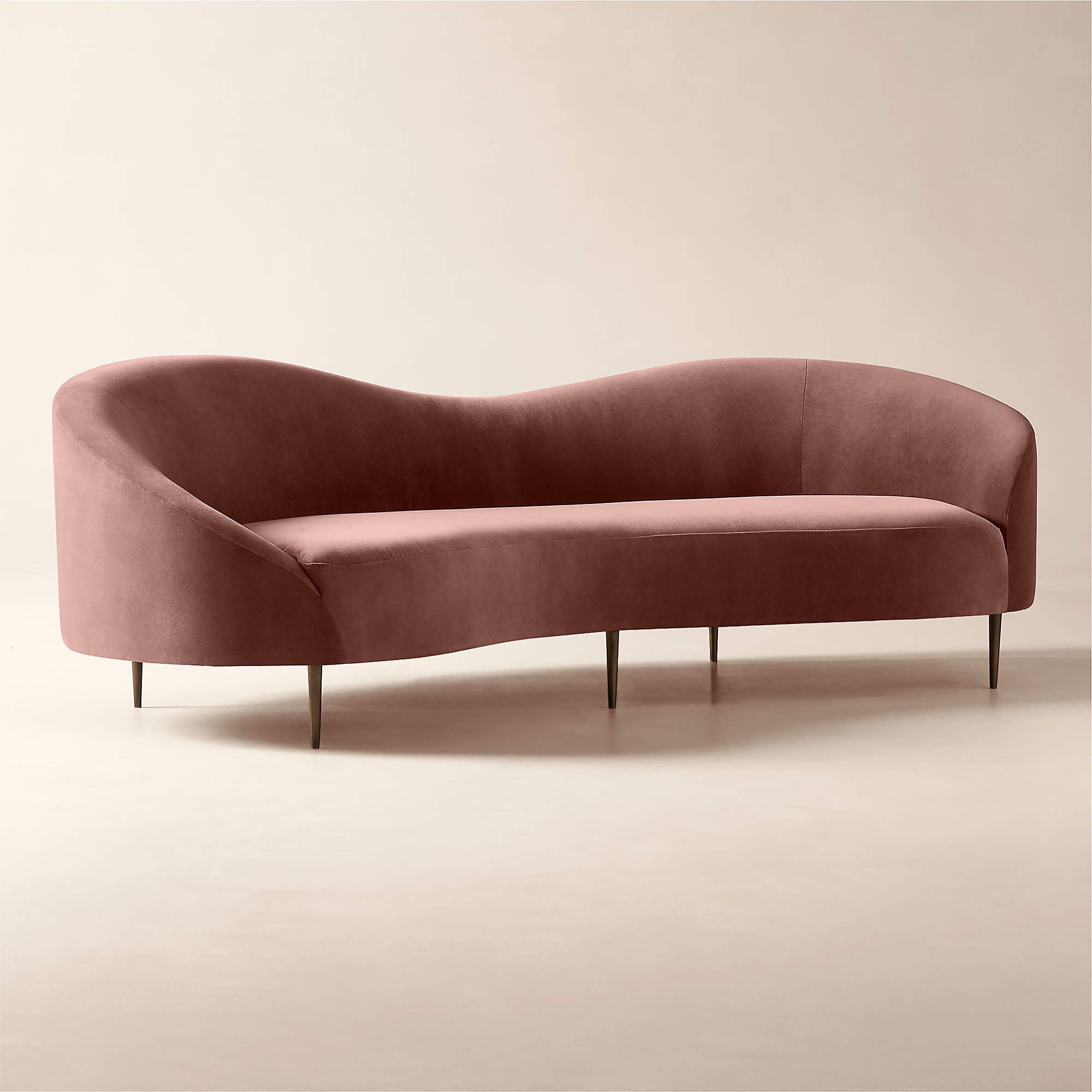 Curvo 96.5" Rose Velvet Sofa by goop