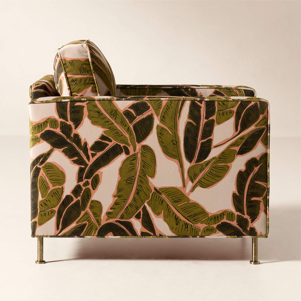 Brett Palm Print Velvet Accent Chair