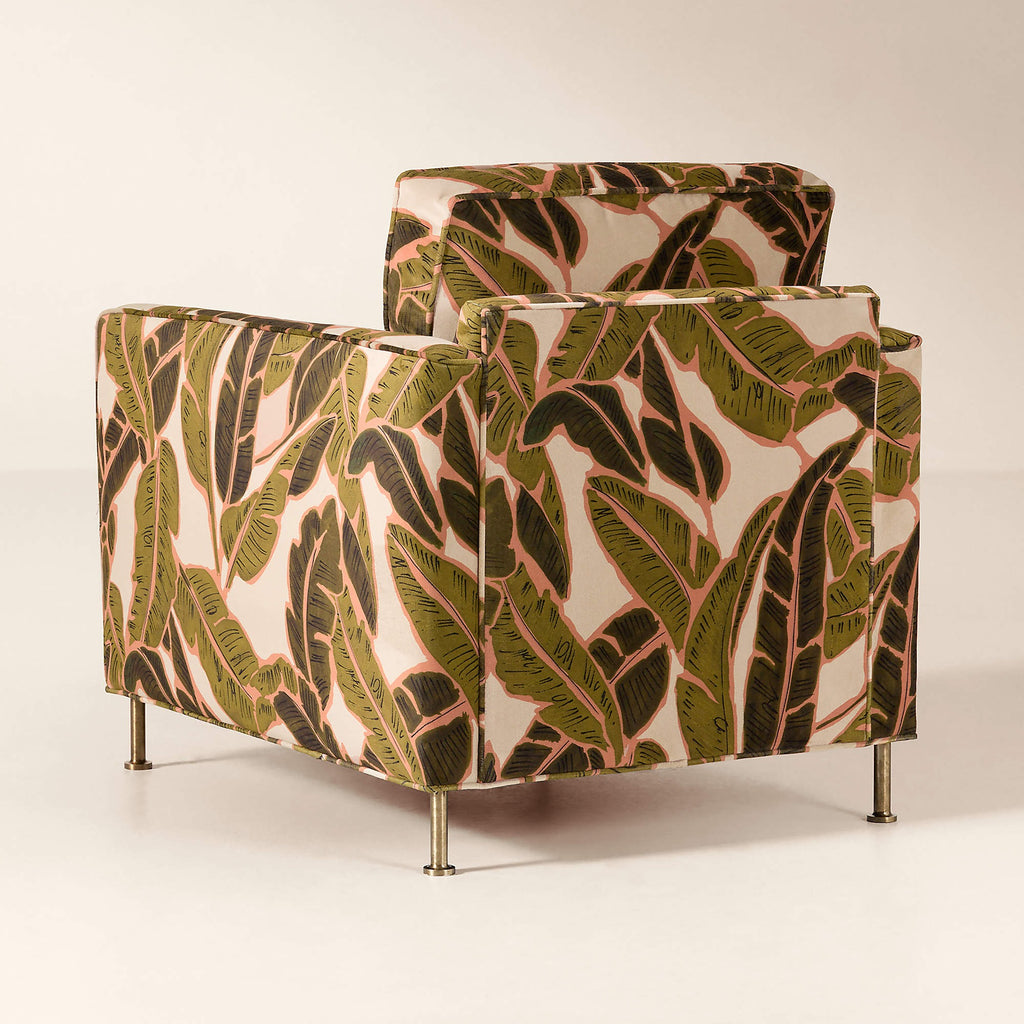 Brett Palm Print Velvet Accent Chair