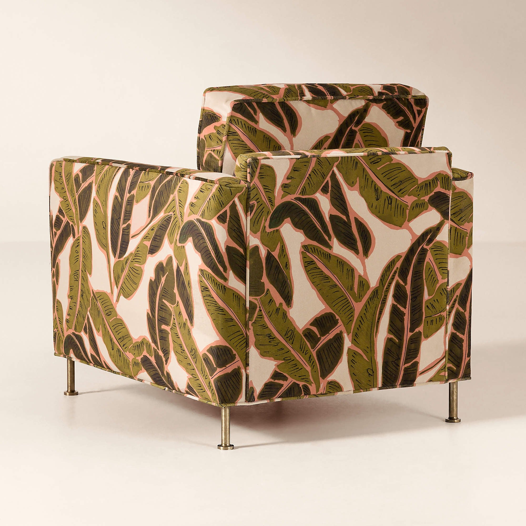 Brett Palm Print Velvet Accent Chair
