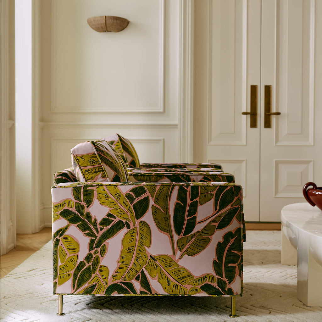 Brett Palm Print Velvet Accent Chair