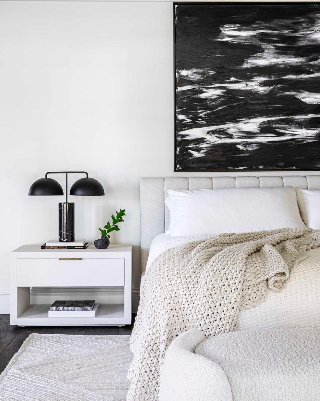 Forte Channeled White Performance Fabric King Bed