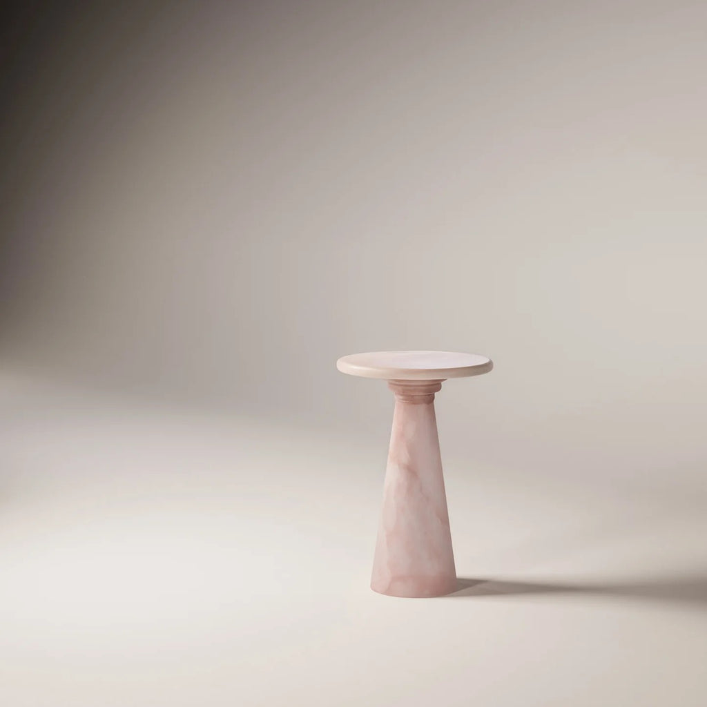 MÛKES S Pink Onyx Side Table - Modern Travertine Furniture