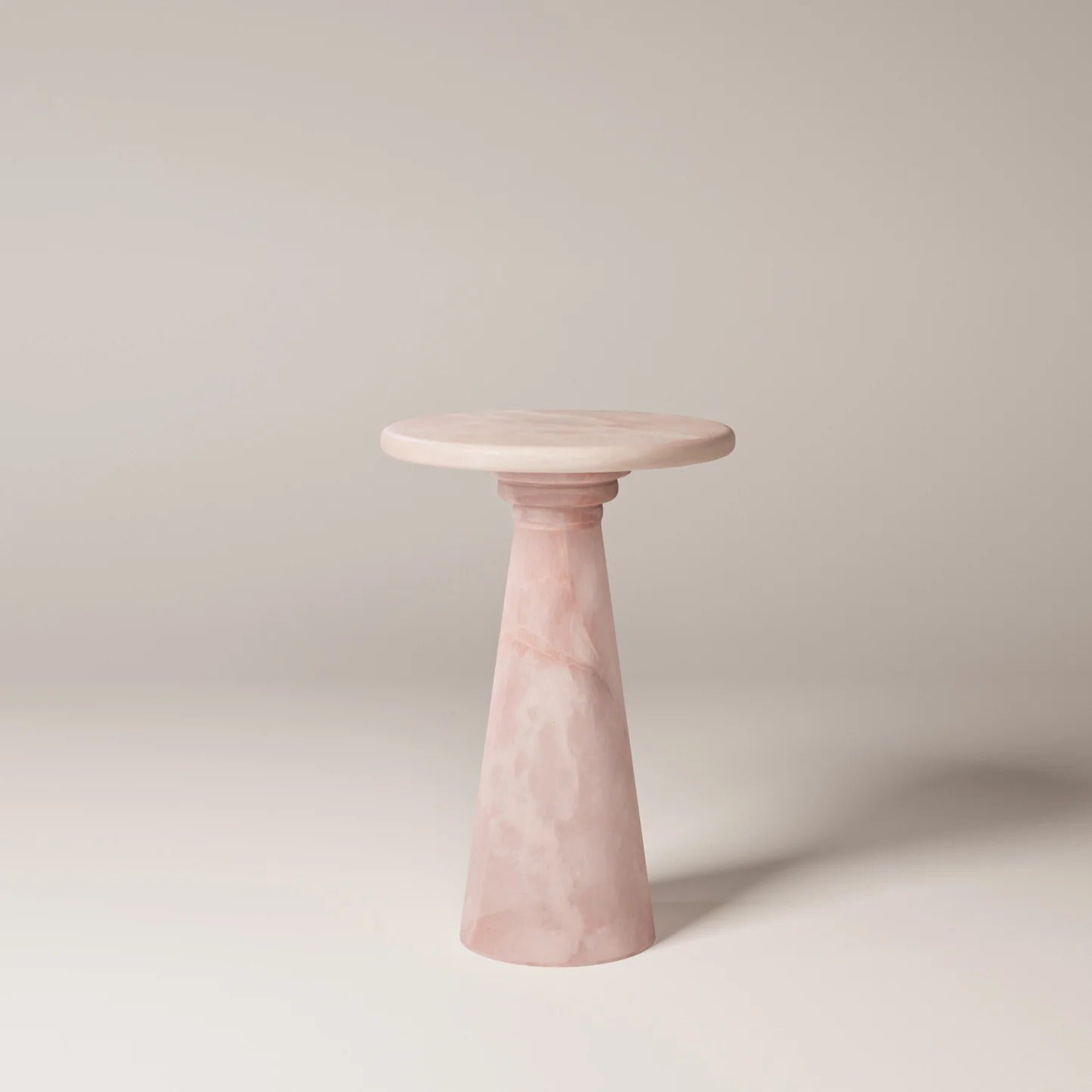 MÛKES S Pink Onyx Side Table - Modern Travertine Furniture